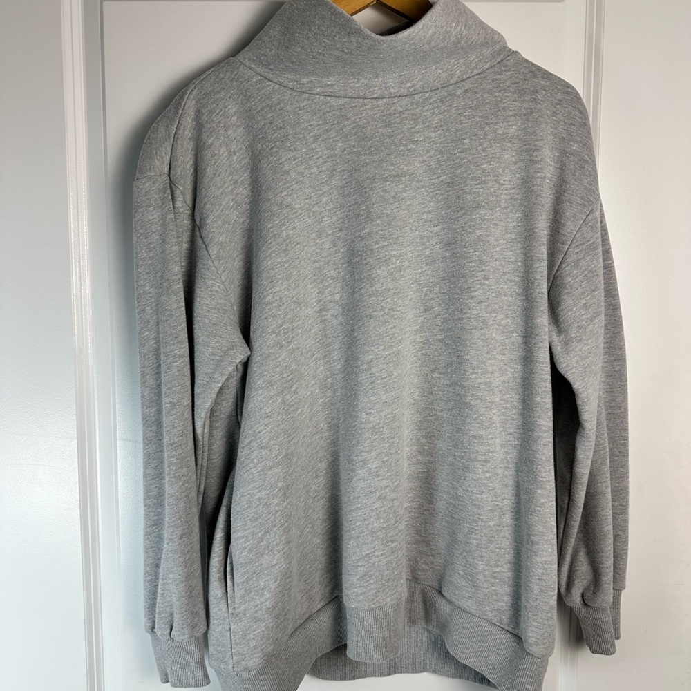 Dudley Stephens Liona Light Gray Turtleneck Sweatshirt in French Terry -M- - Picture 5 of 9